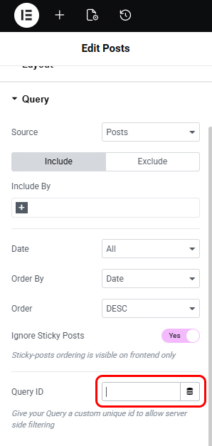 elementor post query id field